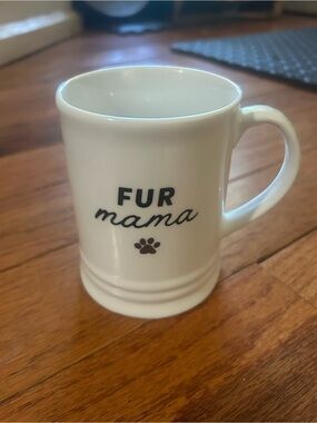 Fringe Studio White "Fur Mama" Ceramic Coffee Mug with Paw Accent